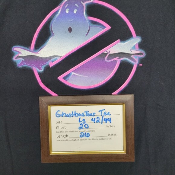 Ghostbusters Tee‎ Shirt Mens Large 42 44 Pink Aint Afraid Black Movie Halloween - Picture 6 of 6